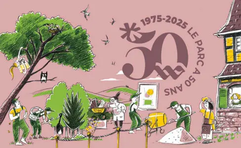 Affiche pour les 50 ans du parc des vosges du nord (1975 à 2025)