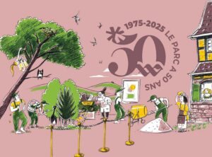 Affiche pour les 50 ans du parc des vosges du nord (1975 à 2025)